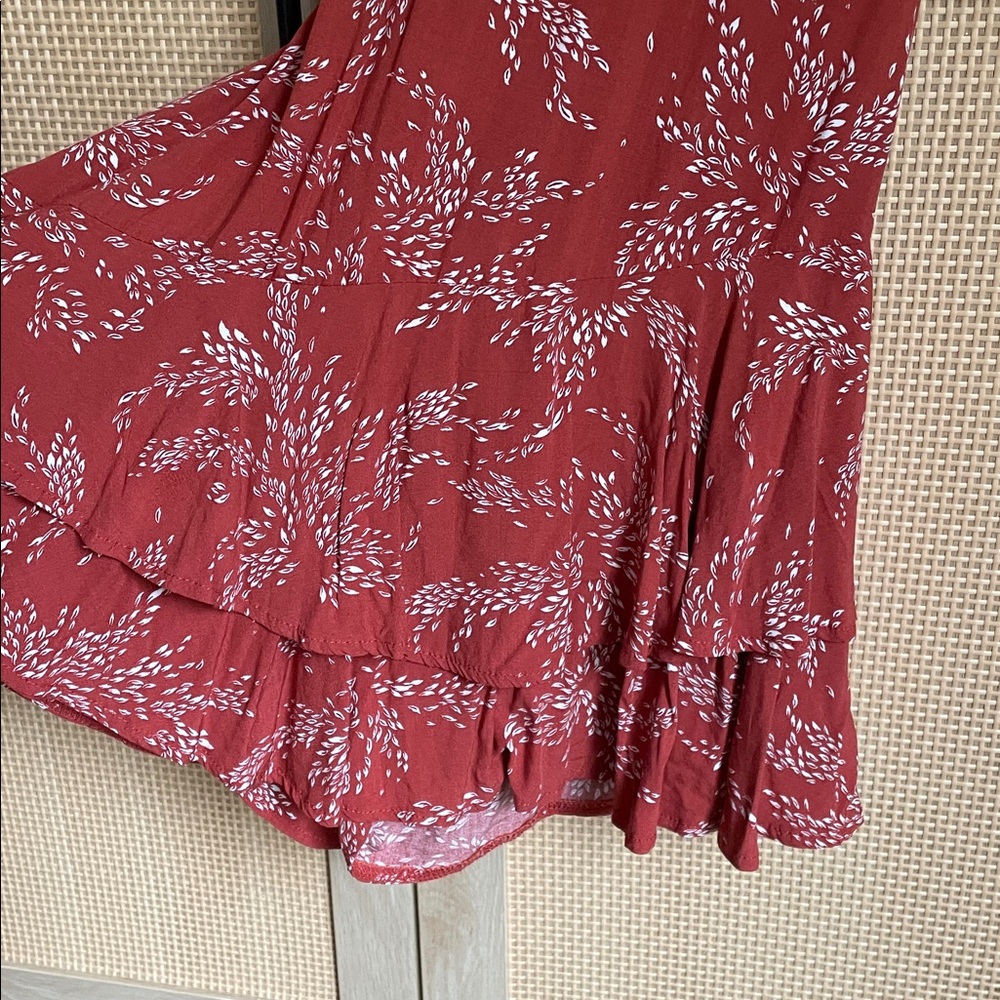 Red Clay Romper with Ruffle Hem - Picture 5 of 5
